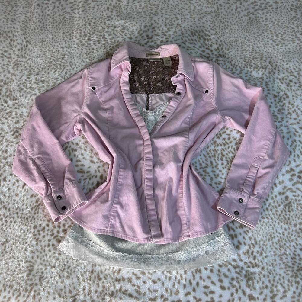 Ruff Hewn Pink Corduroy Long Sleeve Button-Down Shirt Size S